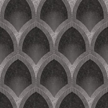 Silver Grey Art Deco Geometric Scallop Wallpaper