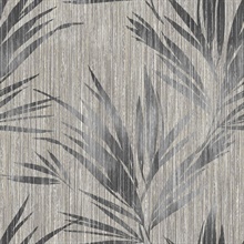Silver, Grey & Black Commercial Tropical Leaf Wallpaper