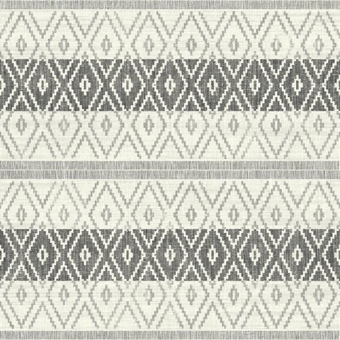 Silver & Grey Commercial Tribal Stripe Wallpaper