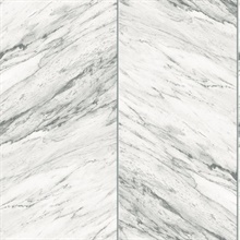 Silver & Grey Faux Marble Panel Wallpaper