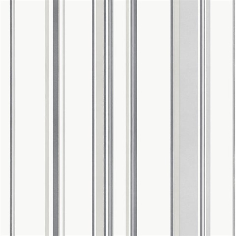 Silver Grey Smart 3 Stripes Casual Stripe Wallpaper