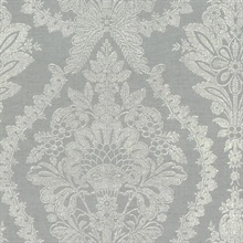 Silver &amp; Light Grey Heritage Damask Wallpaper