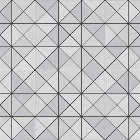 Silver Metallic Geo Triangle & Square Wallpaper