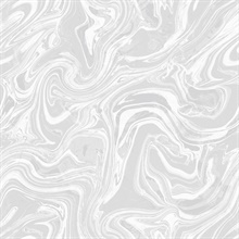 Silver Metallic Oil & Water Marble Swirl Wallpaper