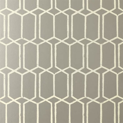 Silver Modern Trellis Wallpaper