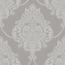 Silver Raised Large Textured Damask Wallpaper