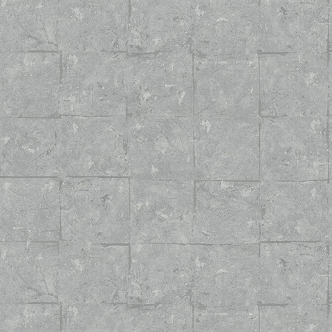 Silver Robert Pearlescent Faux Stone Tile Wallpaper