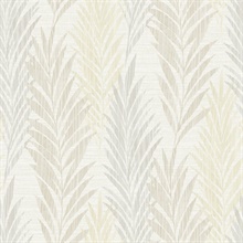 Silver & White Commercial Vertical Leaves Wallpaper