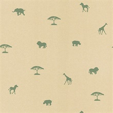 Simba Beige Animal Silhouettes Wallpaper