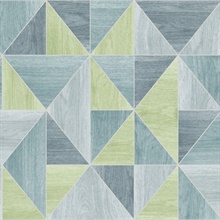 Simpson Blue Geometric Wood Wallpaper