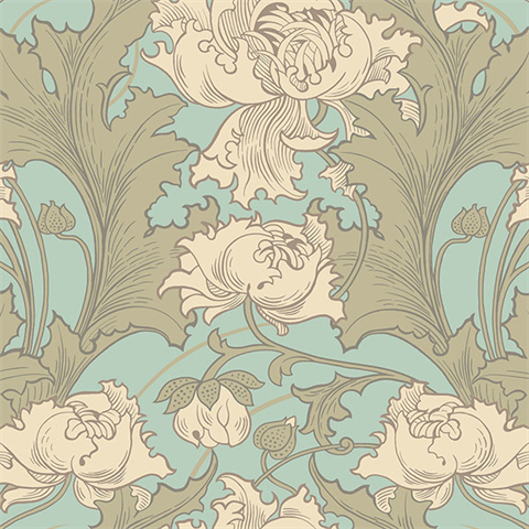 Siri Turquoise Floral Wallpaper