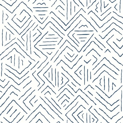 Sirih Navy Tribal Wallpaper