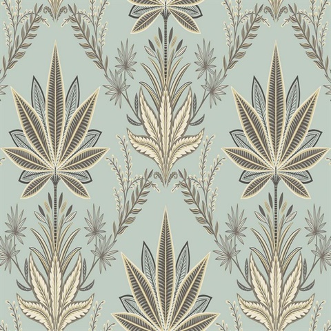 Sisal Eden Teal Natural Grasscloth Wallpaper