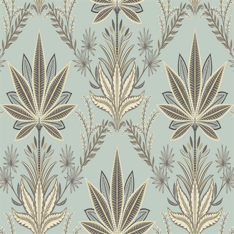 Sisal Eden Teal Natural Grasscloth Wallpaper