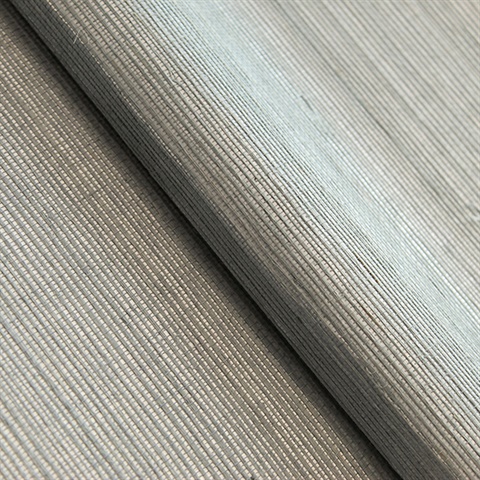 Sisal Sky Blue on Silver Handwoven Grasscloth Wallpaper