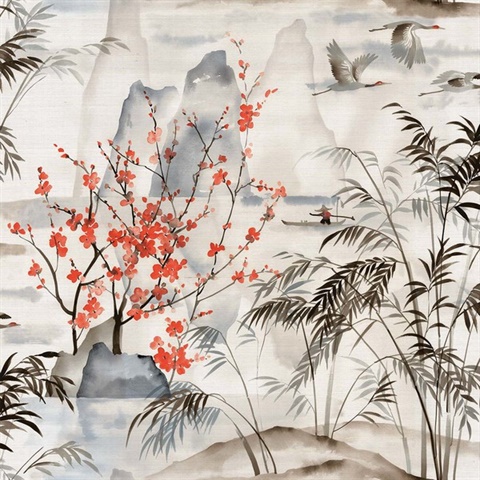 Sise Lane Coral Japanese Natural Grasscloth Wallpaper