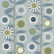 Sisu Light Blue Large Floral Leaf Geometric Wallpaper