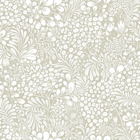 Siv Dark Grey Botanical Wallpaper