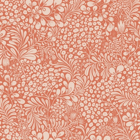 Siv Red Botanical Scandanavian Wallpaper