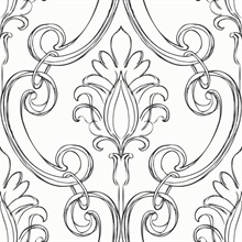 Sketched Damask Damask Ebony Peel and Stick Wallpaper