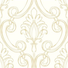 Sketched Damask Damask Metallic Gold Peel and Stick Wallpaper