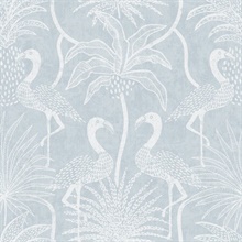 Sky Blue Biscayne Tropical Flamingos Wallpaper