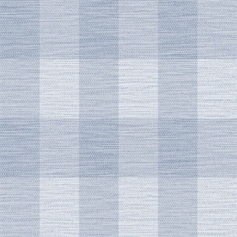 Sky Blue & Blue Rugby Gingham Check Plaid Wallpaper