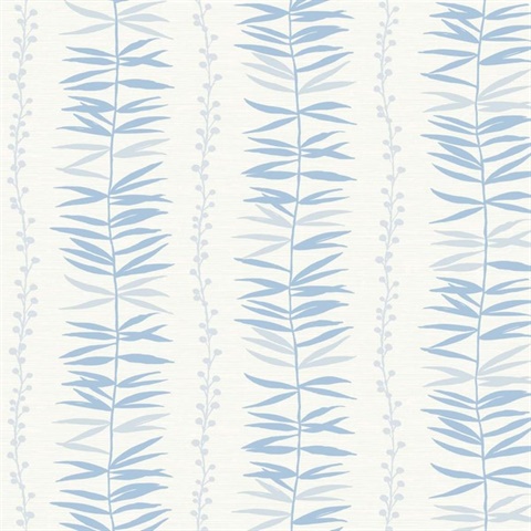 Sky Blue Botanical Leaf Vine Wallpaper