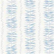 Sky Blue Botanical Leaf Vine Wallpaper