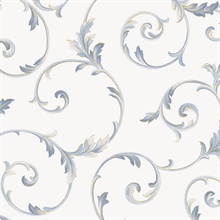 Sky Blue Classic Scroll Wallpaper