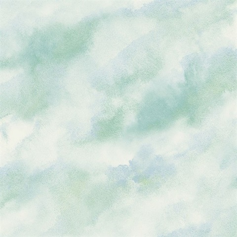 Sky blue & Cream Commercial Cloudy Diagonal Faux Finish Wallpaper