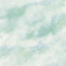 Sky blue & Cream Commercial Cloudy Diagonal Faux Finish Wallpaper