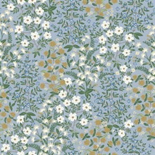 Sky Blue &amp; Green Wildwood Garden Floral Wallpaper