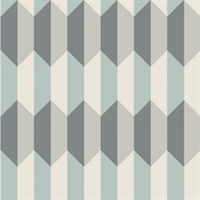 Sky Blue & Grey Charleston 3D Geometric Wallpaper