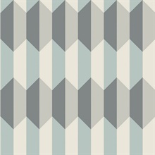 Sky Blue & Grey Charleston 3D Geometric Wallpaper