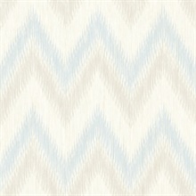 Sky Blue & Grey Regent Flamestitch Wavy Textured Stringcloth Wallpaper