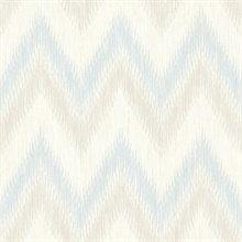 Sky Blue & Grey Regent Flamestitch Wavy Textured Stringcloth Wallpaper