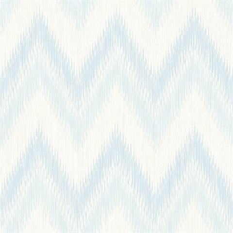Sky Blue & Grey Regent Flamestitch Wavy Textured Stringcloth Wallpaper