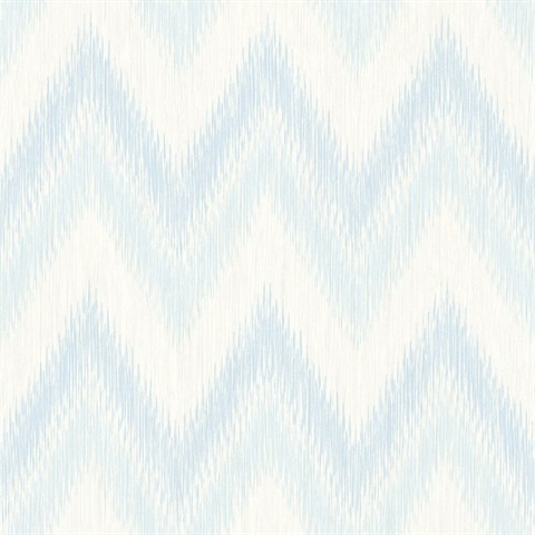 Sky Blue & Grey Regent Flamestitch Wavy Textured Stringcloth Wallpaper