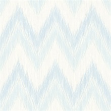 Sky Blue & Grey Regent Flamestitch Wavy Textured Stringcloth Wallpaper