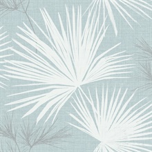 Sky Blue Hatteras Coastal Fronds Wallpaper