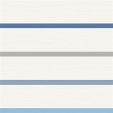 Sky Blue & Ivory Crew Horizontal Beach Stripe Wallpaper