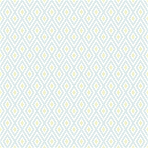 Sky Blue, Olive & White Commercial Geometric Wallpaper