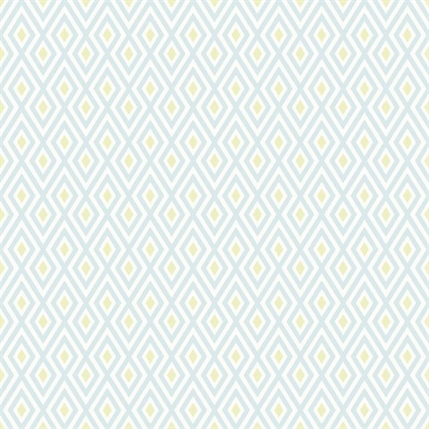 Sky Blue, Olive & White Commercial Geometric Wallpaper