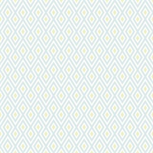 Sky Blue, Olive & White Commercial Geometric Wallpaper