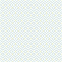 Sky Blue, Olive & White Commercial Geometric Wallpaper