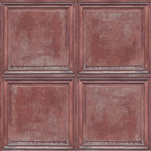 Sky Blue &amp; Red Charleston Faux Wood Panels Wallpaper