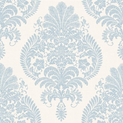 Damask discount blue wallpaper