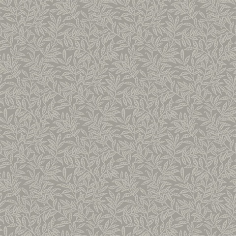 Small Leaf Trail Pewter Wallpaper
