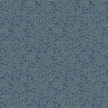 Small Leaf Trail Prussian Blue Wallpaper